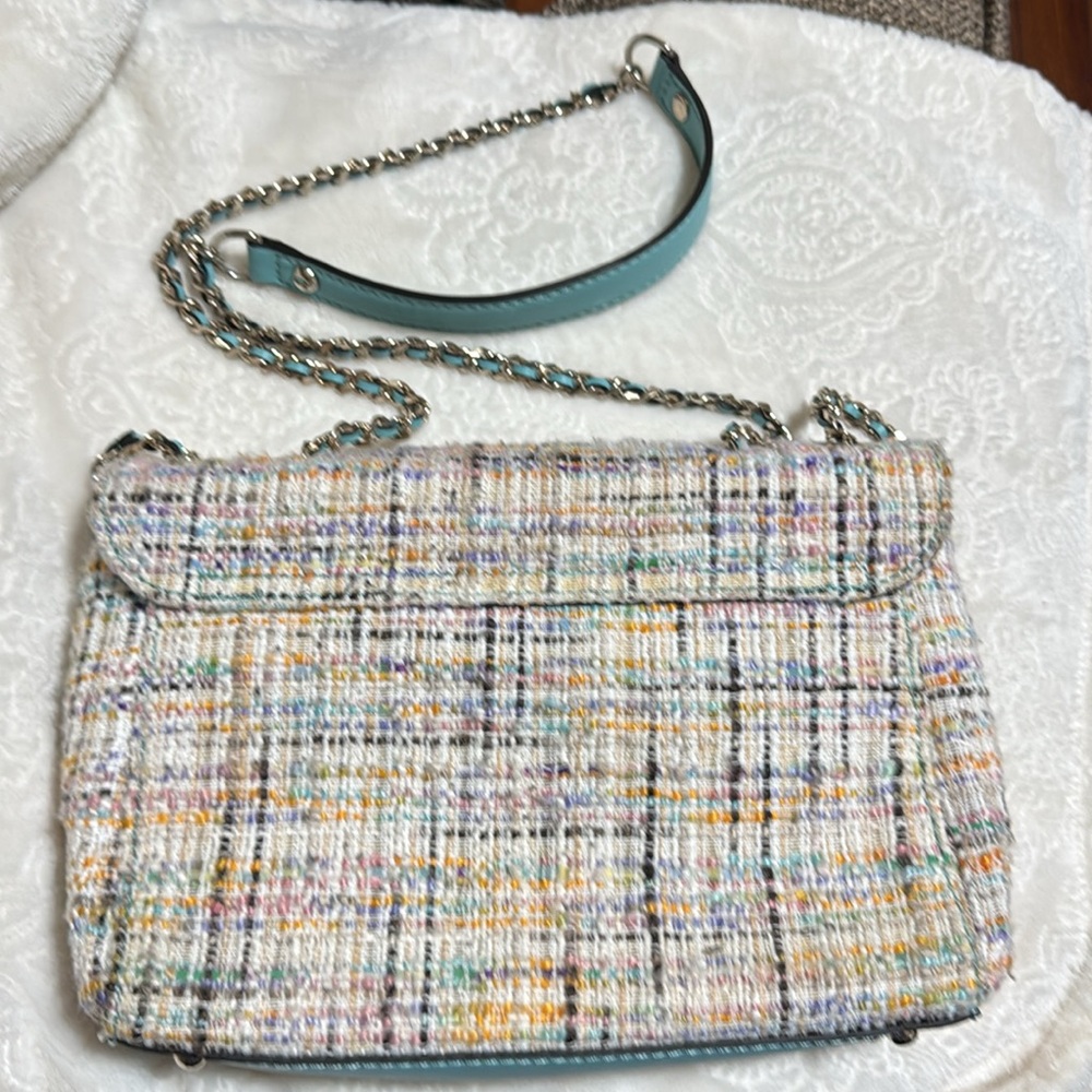 Guess Tweed Crossbody Bag with Blue Accent - Picture 2 of 3